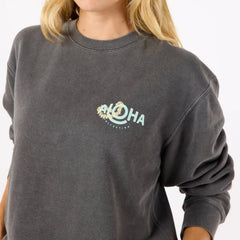 Lei ALOHA Fleece Crew in Vintage Black