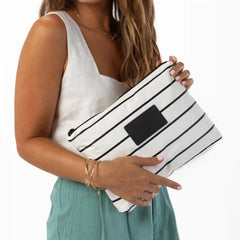Mid Pouch | Pinstripe - Black on White
