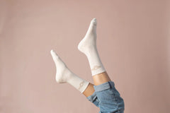 ALOHA Logo Crew Socks in Sandstone