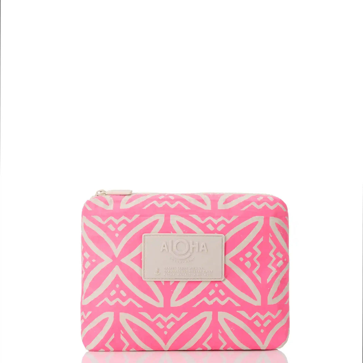 Pasifika Small Pouch in Neon Pink on Sandstone