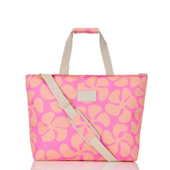 Funky Plumeria Cooler Tote in Neon Pink