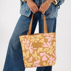 Swoosh Reversible Tote in Hey Girl on Tan